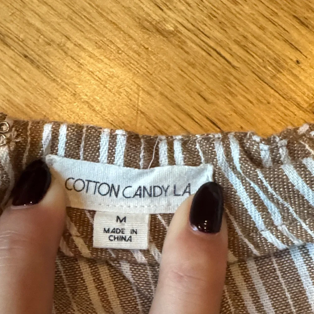 Cotton Candy Brown and White Striped Skort - Picture 2 of 4